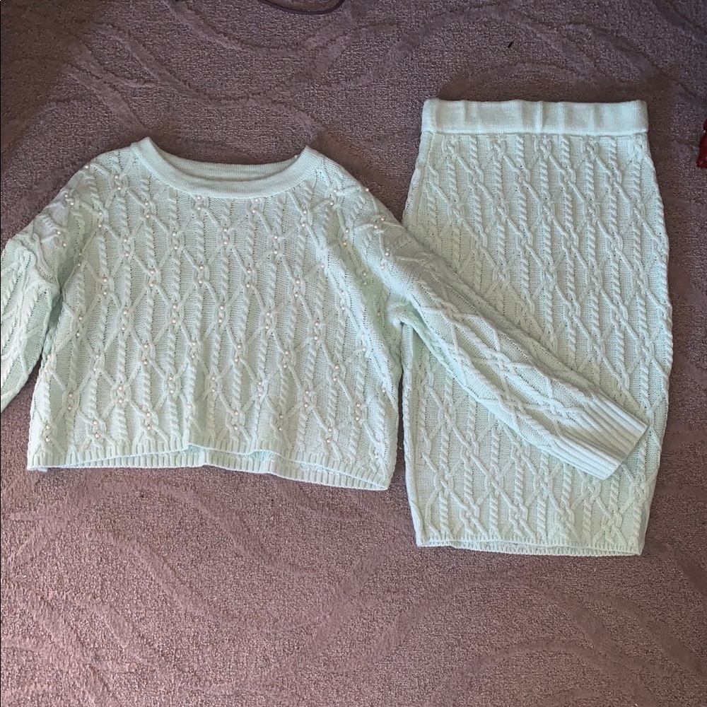 Mint green skirt set